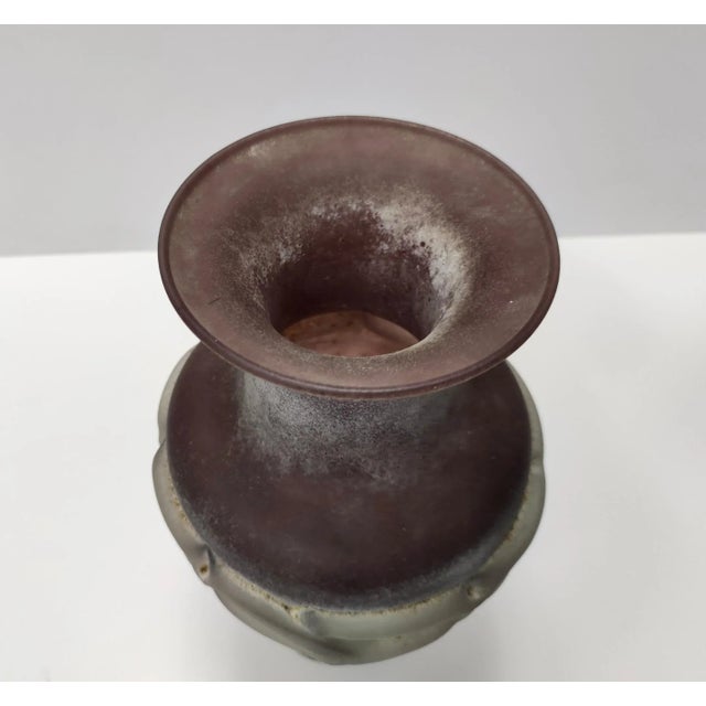 Brown Vintage Italian Brown Scavo Glass Vase, 1980s For Sale - Image 8 of 14