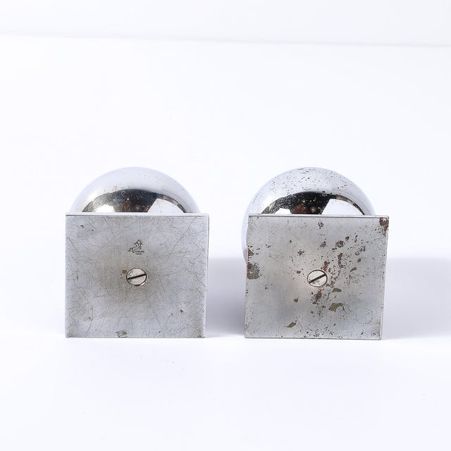 Art Deco Chrome & Cobalt Blue Glass Candleholders by Walter Von Nessen for Chase For Sale - Image 13 of 13