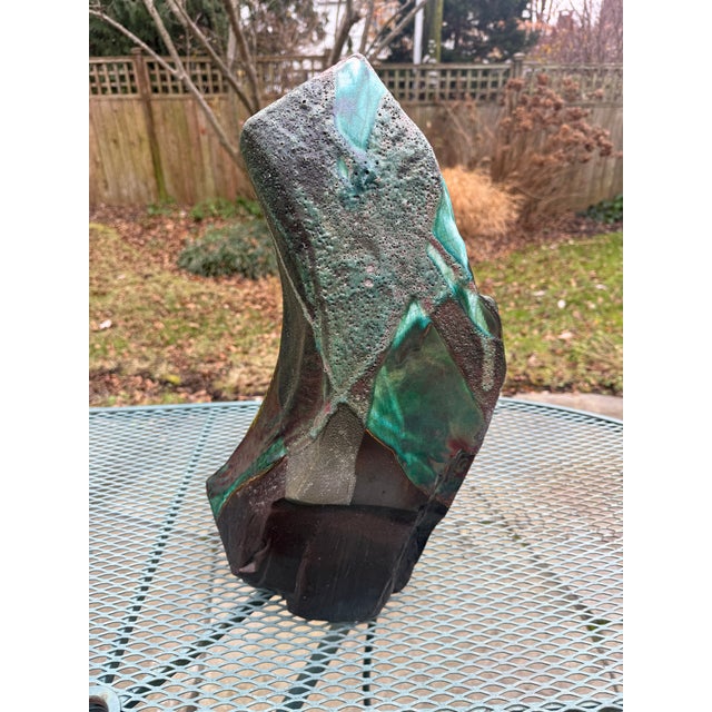 Large Tony Evans Signed Raku Ceramic Studio Art Pottery Vase For Sale - Image 9 of 18