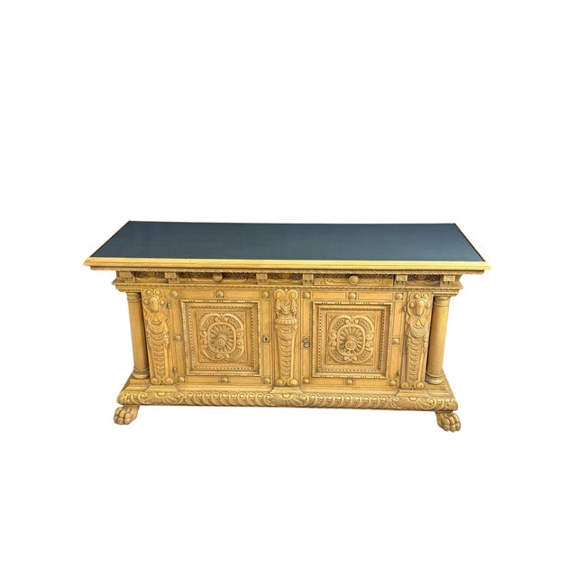 Antique Renaissance Revival Carved Oak Credenza, 1950s For Sale - Image 12 of 18