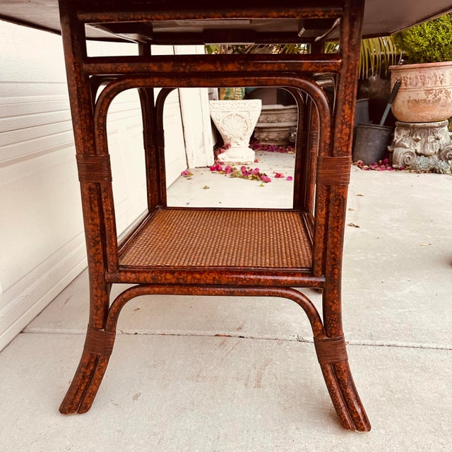 Vintage Faux Bamboo and Grasscloth Two Tiered Table For Sale - Image 4 of 12