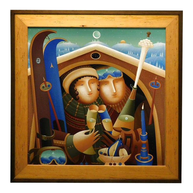 Anton Arkhipov "Enchanted Evening"ski Hand Signed Giclee on Canvas Custom Framed For Sale