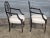 Late 20th Century Pair of Karges Hepplewhite Plum Arm Chairs Ebonized, Carved Hand Painted Leather Fabric For Sale - Image 12 of 14