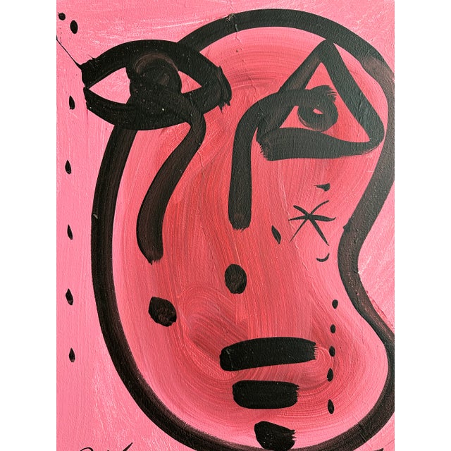 Peter Keil Mirovian Style Abstract Portrait Painting by Peter Keil For Sale - Image 4 of 5