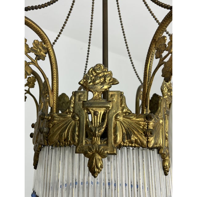Art Deco 7-Light Chandelier in Brass and Glass, 1940s For Sale - Image 18 of 18