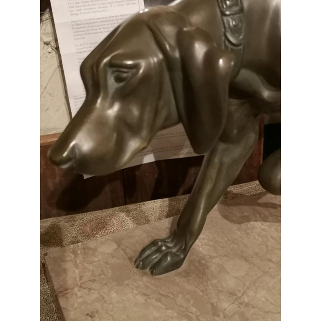 Rochard, Weimaraner Dog, 1950s, Bronze and Marble For Sale - Image 14 of 15