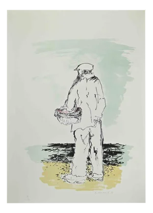 Giovanni Omiccioli, The Fisherman, Lithograph, 1970s
