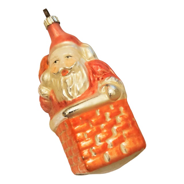 Vintage Glass Christmas Santa Claus Ornament, 1920s For Sale