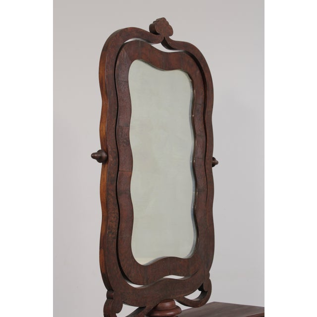 Antique Empire Burl Walnut Marble Top Dresser W. Mirror For Sale - Image 13 of 18