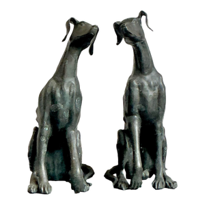 Vintage Boho Monumental Cast Bronze Dogs - A Pair