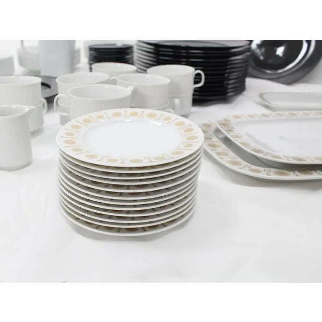 Mid-Century Modern Tapio Wirkkala for Rosenthal Noire Porcelain Dinnerware - Set of 80 For Sale - Image 3 of 11