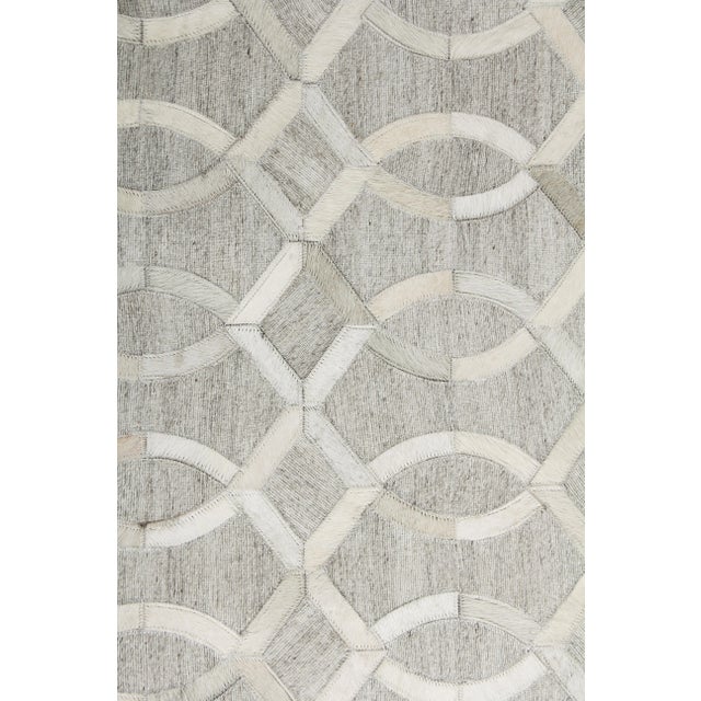 Transitional Dover Patchwork Leather Viscose Silver Ivory Rug - 11'6"x14'6" For Sale - Image 3 of 8