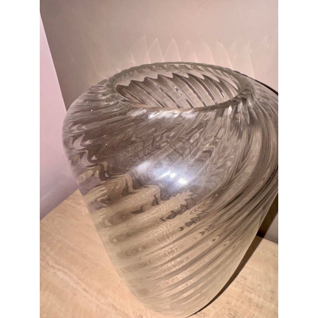 Cenedese Signed Cenedese Murano Monumental Swirl Glass Vase, 22” Tall For Sale - Image 4 of 8
