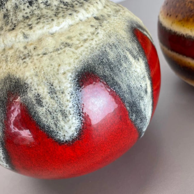 Ceramic Op Art Multi-Color Fat Lava Pottery Vase from Bay Ceramics, Germany, Set of 2 For Sale - Image 7 of 18