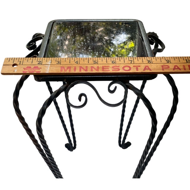 Metal 1950s Hand Made Ornate Wrought Iron Drinks Table With Black Ceramic Surface For Sale - Image 7 of 8