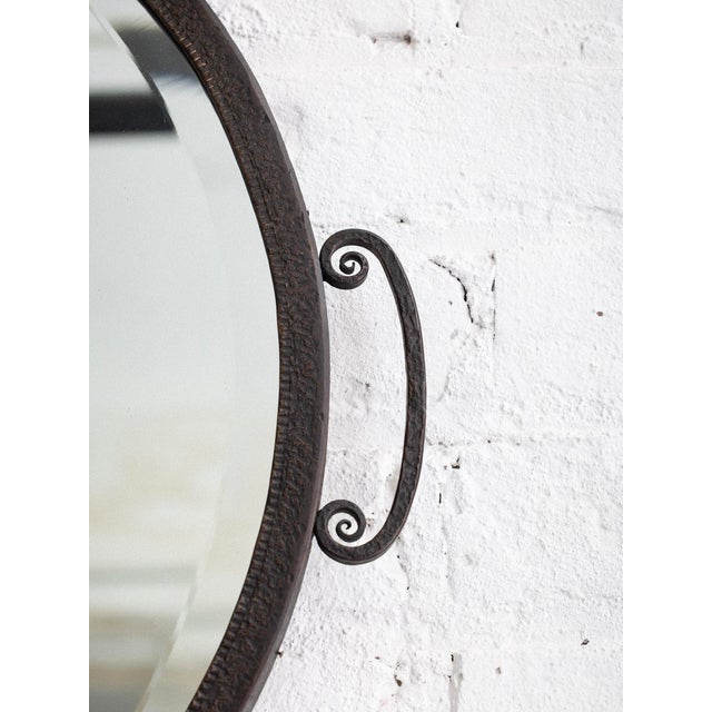 Edgar Brandt French Art Deco Hammered Iron Mirror For Sale - Image 4 of 8