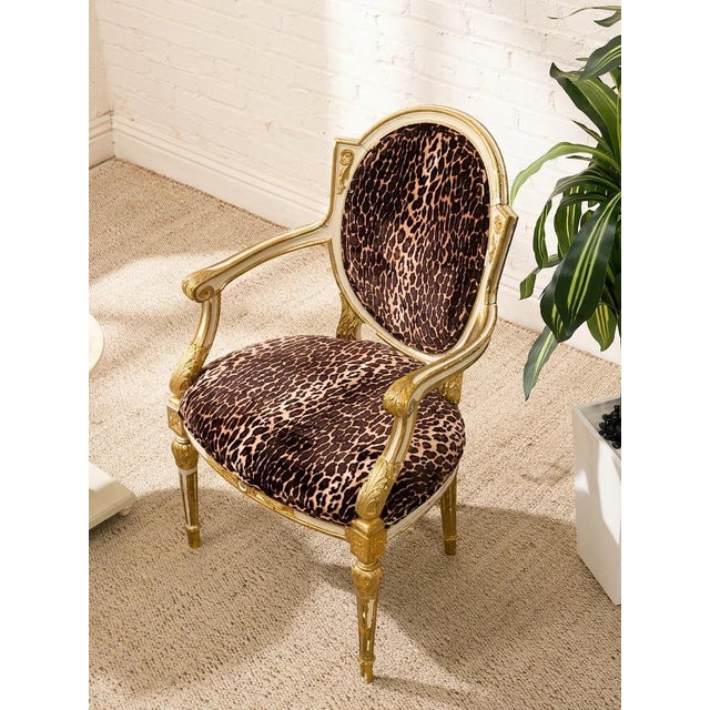 Antique French Louis XVI Style Giltwood Armchair For Sale - Image 4 of 12