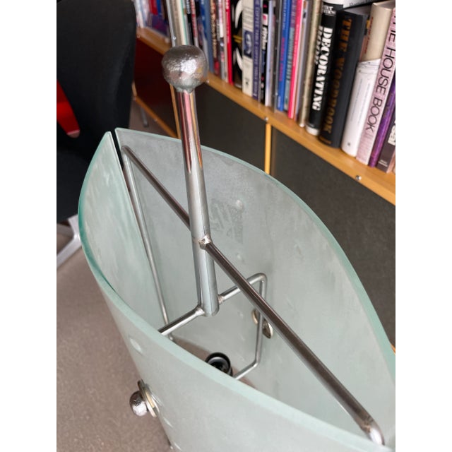 1980s Postmodern Glass Panel Steel Lamp For Sale - Image 10 of 12