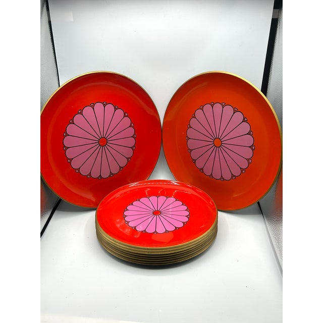 Vintage CTO Japan Melamine Flower Power Plates and Serving Platters, Set of 10 For Sale - Image 12 of 17