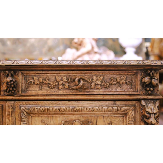 Tan 19th Century French Black Forest Carved Bleached Oak Buffet Cabinet For Sale - Image 8 of 18