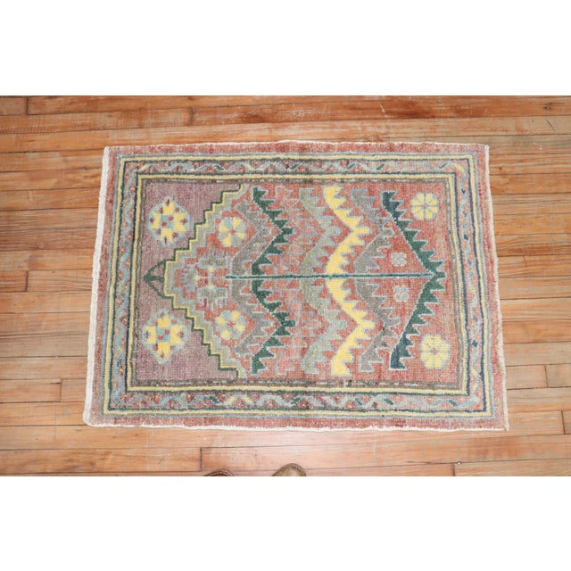 Mid 20th Century Vintage Zabihi Collection Turkish Anatolian Small Square Rug For Sale - Image 5 of 6