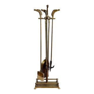 Vintage Brass Equestrian Mustang Horse Head Fireplace Tools For Sale
