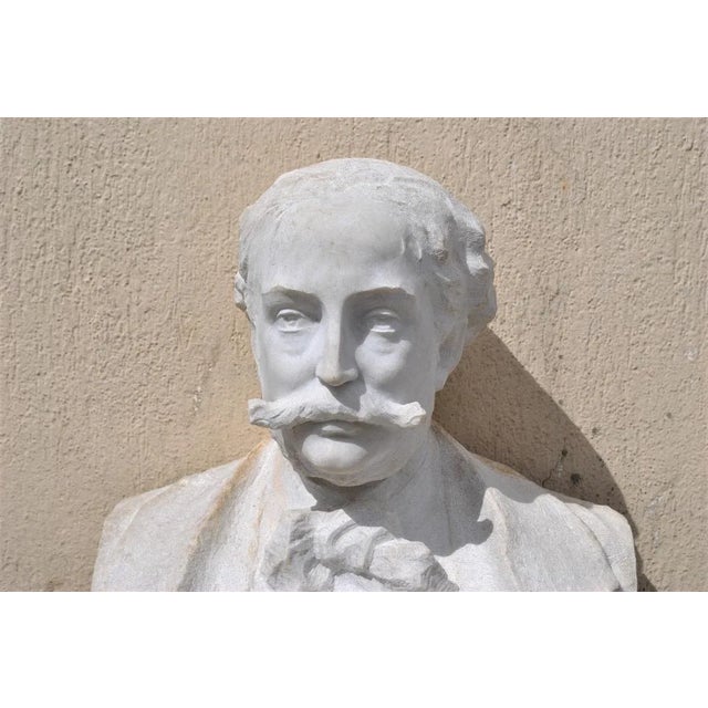 Marble Bust, Gentleman with Moustache, 19th Century For Sale - Image 18 of 18