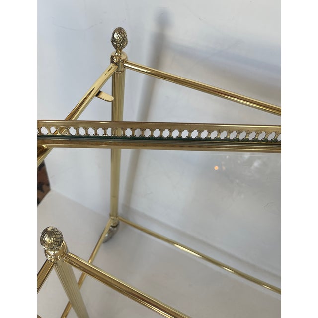 French Neoclassical Style Nesting Bar Carts With Glass Shelves, Maison Jansen For Sale - Image 13 of 17