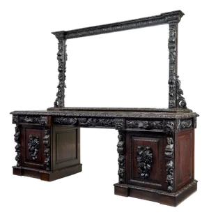 Large 19th Century Carved Oak Mirrored Sideboard, 1860