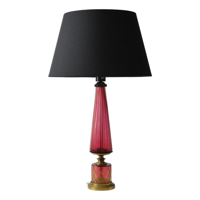 Italian Ruby Glass and Gold Table Lamp from Barovier & Toso For Sale