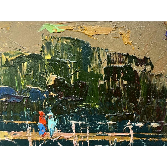 Forest Green Oil Painting Romantic Get-Togethers by the River Oksana Ivanyuk For Sale - Image 8 of 10