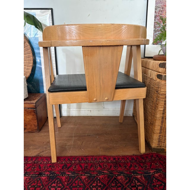 Mid-Century Modern Vintage Limed Oak Compass Chair For Sale - Image 3 of 10