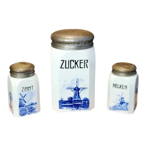 1930s Early Staffel Germany Porcelain Spice Jars - Set of 3