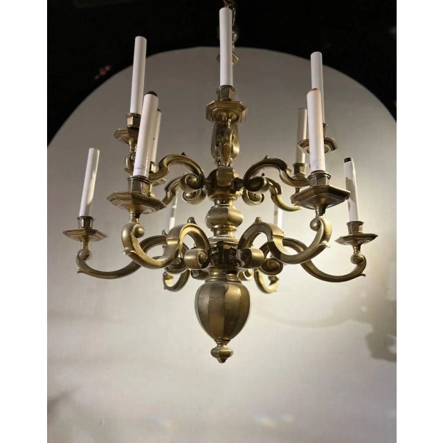 1920s Dutch Bronze Chandelier For Sale In New York - Image 6 of 12