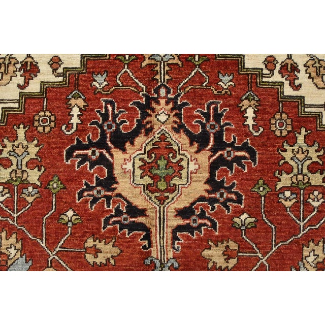 Heriz Ziegler Rug 9′ X 11’11” Red Wool Traditional Hand-Knotted Oriental Carpet For Sale - Image 9 of 15