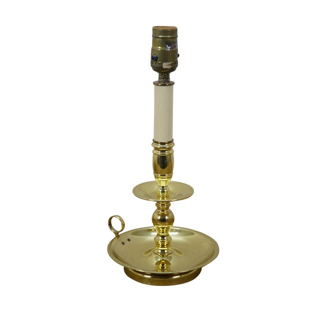 Mid-Century Modern Late 20th Century Baldwin Brass Colonial Candlestick Candle Holder Vanity Lamp 13" For Sale - Image 3 of 14