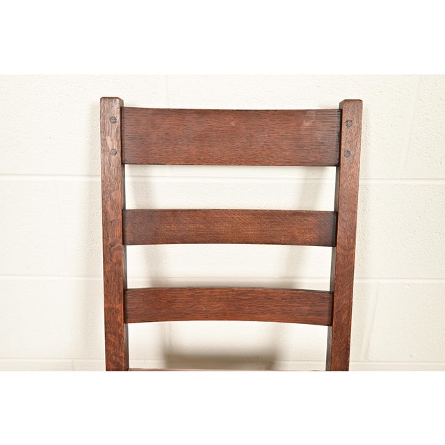 L. & J. G. Stickley Antique Mission Oak Arts & Crafts Rocking Chair, Circa 1910 For Sale In South Bend - Image 6 of 13