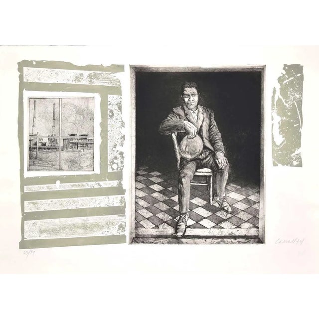 Robert Carroll - Sardinian Interior - Original Etching - Late 20th Century For Sale