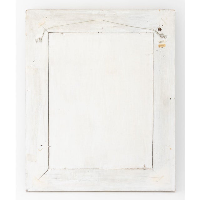 Folk Art White Painted Carved Wood Framed Mirror For Sale - Image 4 of 5