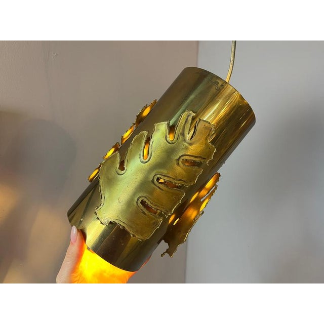 Pendant Light with Brass Leaves by Svend Aage Holm Sørensen For Sale - Image 4 of 11