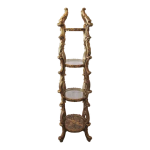 1960s Vintage Hollywood Regency Gold Italian Rococo Style 4 Tier Etagere Display Stand