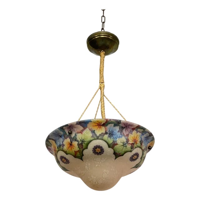 Art Nouveau Hand-Painted Glass Lamp, 1890s For Sale