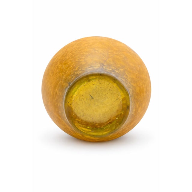 Hand-Blown Amber Studio Art Glass Vase With Internal Crystalline Feathering For Sale - Image 4 of 9