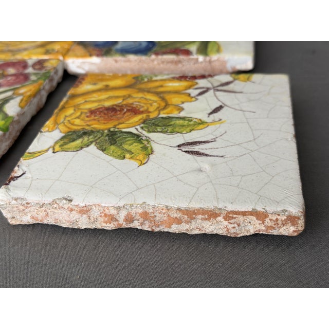 Tile Mosaic with Floral Motif from Cerámica Sevilla, 1950s, Set of 4 For Sale - Image 4 of 7