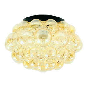 1970s Large Mid-Century Modern Amber Bubble Glass Flush Mount by Helena Tynell for Limburg, Germany