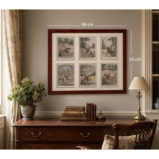 A highly decorative set of later hand coloured copper dressage engravings c1760 by johann elias ridinger illustrating the...