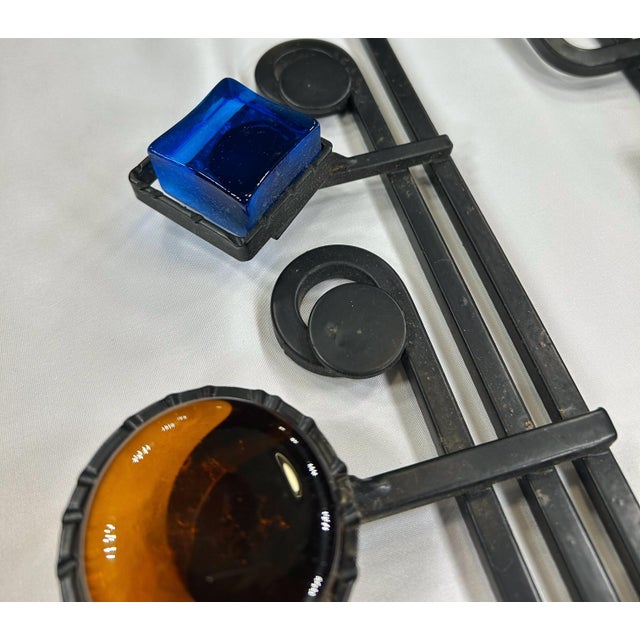 Mid-Century Modern Large Danish Brutalist Wall Sculpture in Wrought Iron and Glass from Dantoft, 1960s For Sale - Image 3 of 5