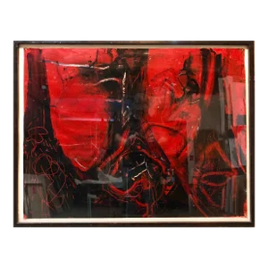 Sam Messer, Large Abstract Expressionist Bold Red Enamel Oil Painting