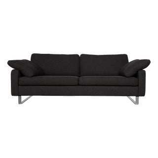 Conseta Fabric Chrome Three-Seater Anthracite Sofa from COR For Sale