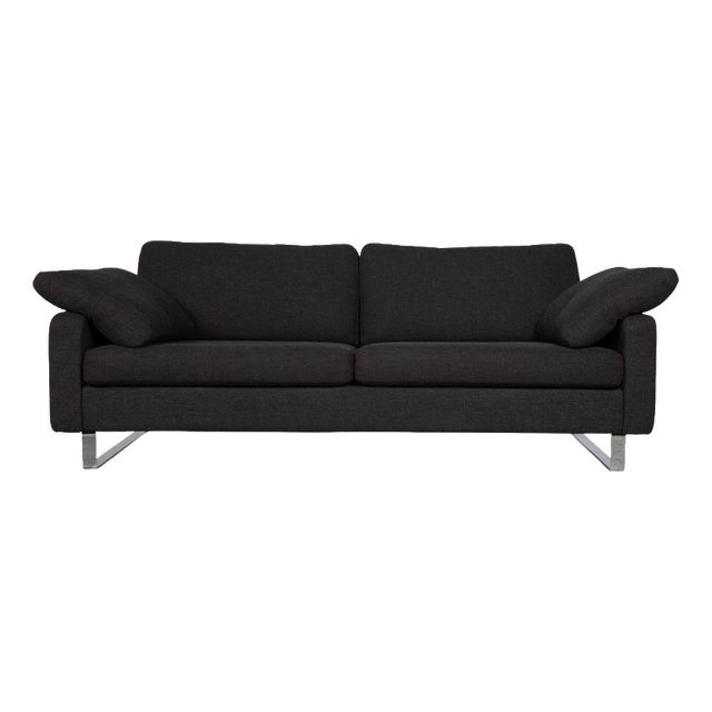 Conseta Fabric Chrome Three-Seater Anthracite Sofa from COR For Sale